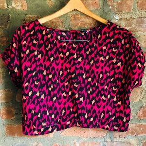 H&M hot pink leopard crop top